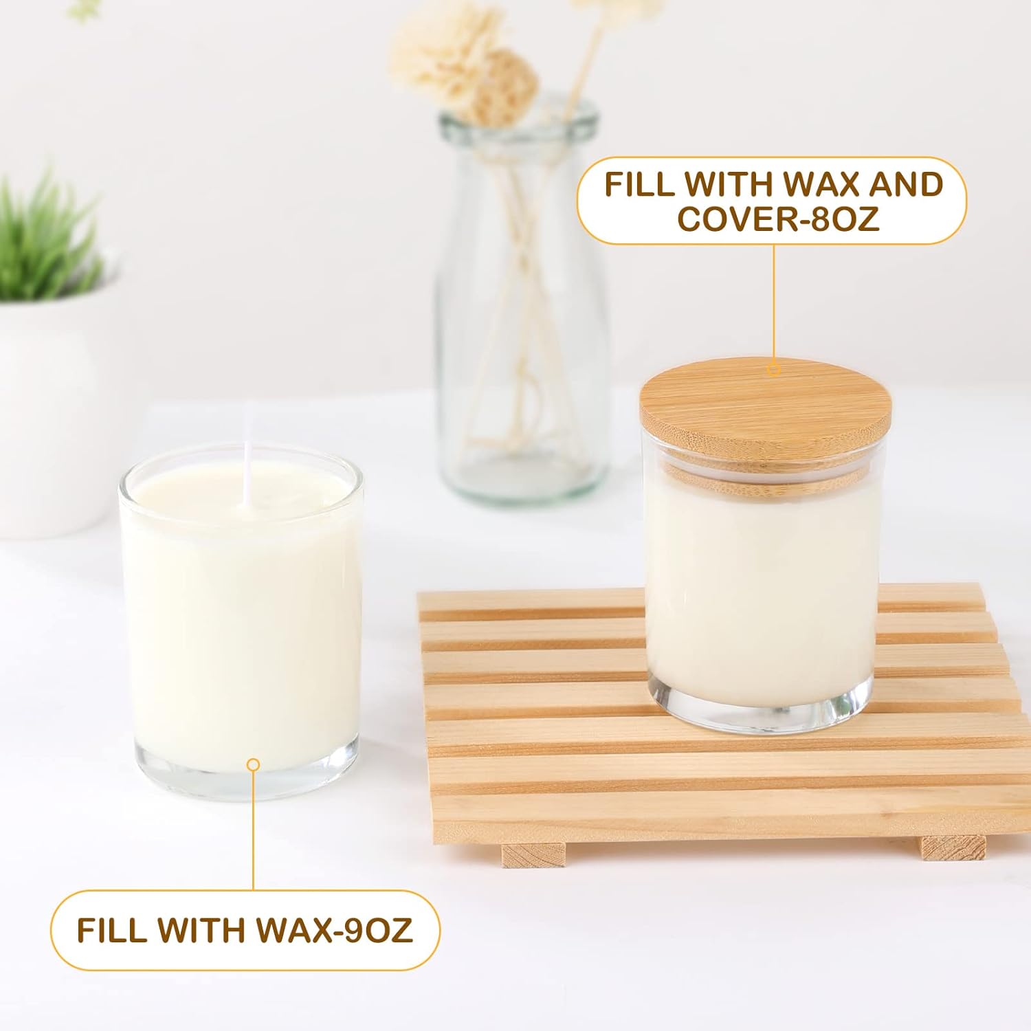 GOTIDEAL 12 Pack 9 OZ Frosted Blue Candle Jars with Bamboo Lids