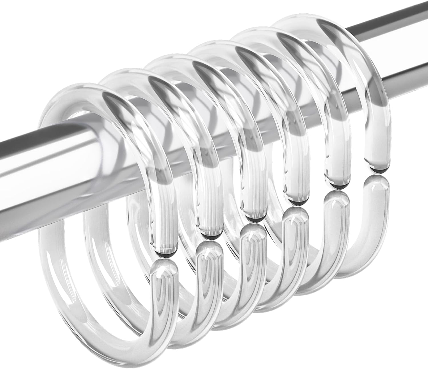 Amazer Plastic Shower Curtain Rings 24 Pcs Clear Hooks for Bathroom