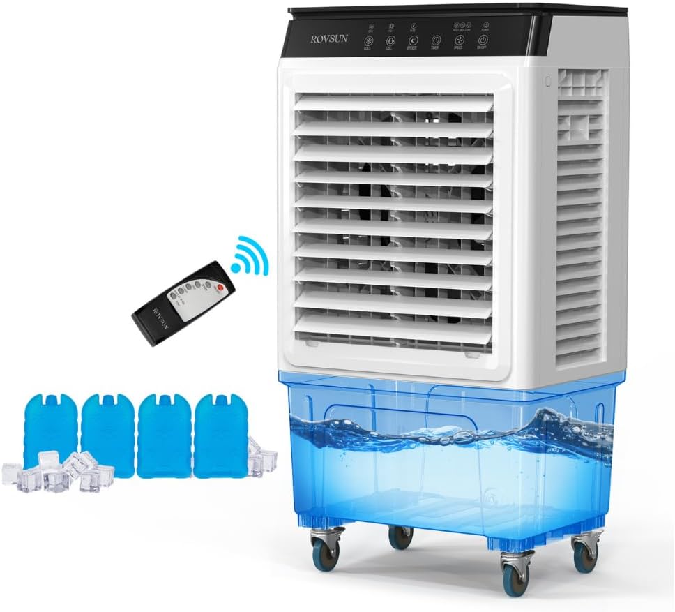 ROVSUN 2300CFM Portable Air Cooler with 4 Ice Boxes and Remote Control