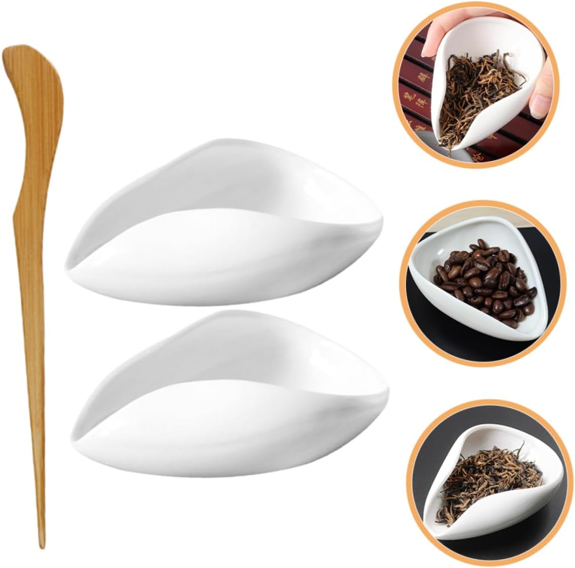 Hohopeti Set Tea Scoop Porcelain Tea Vessel for Loose Leaf