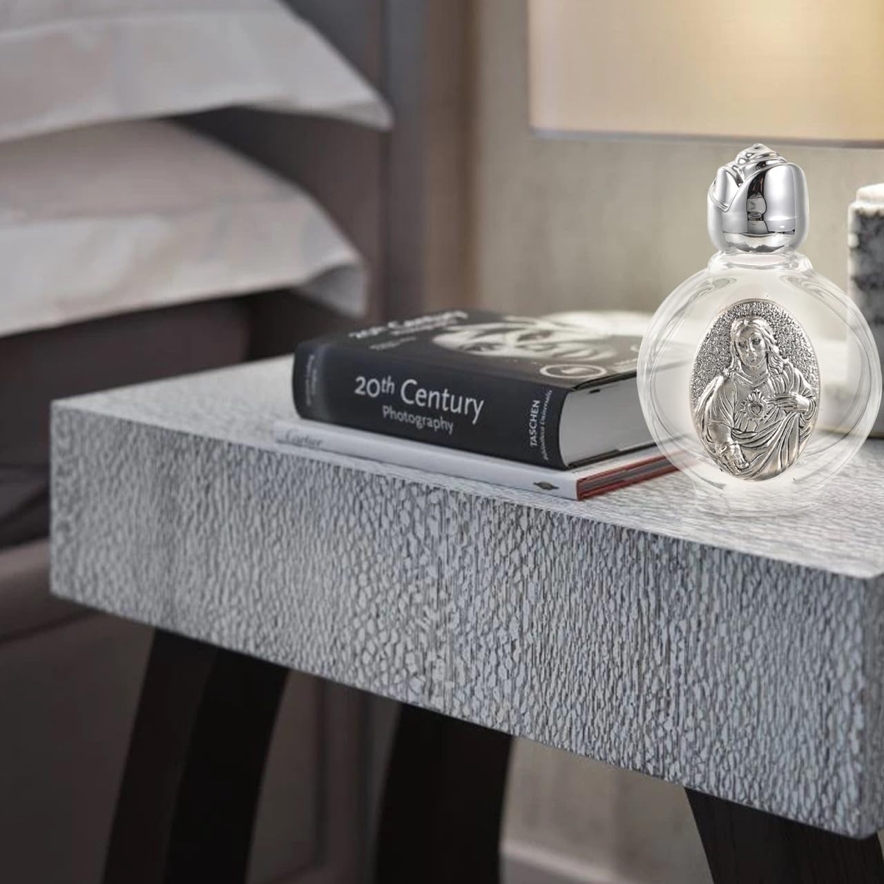 VOSAREA 2 Pack Glass Holy Water Bottles with Silver Cap