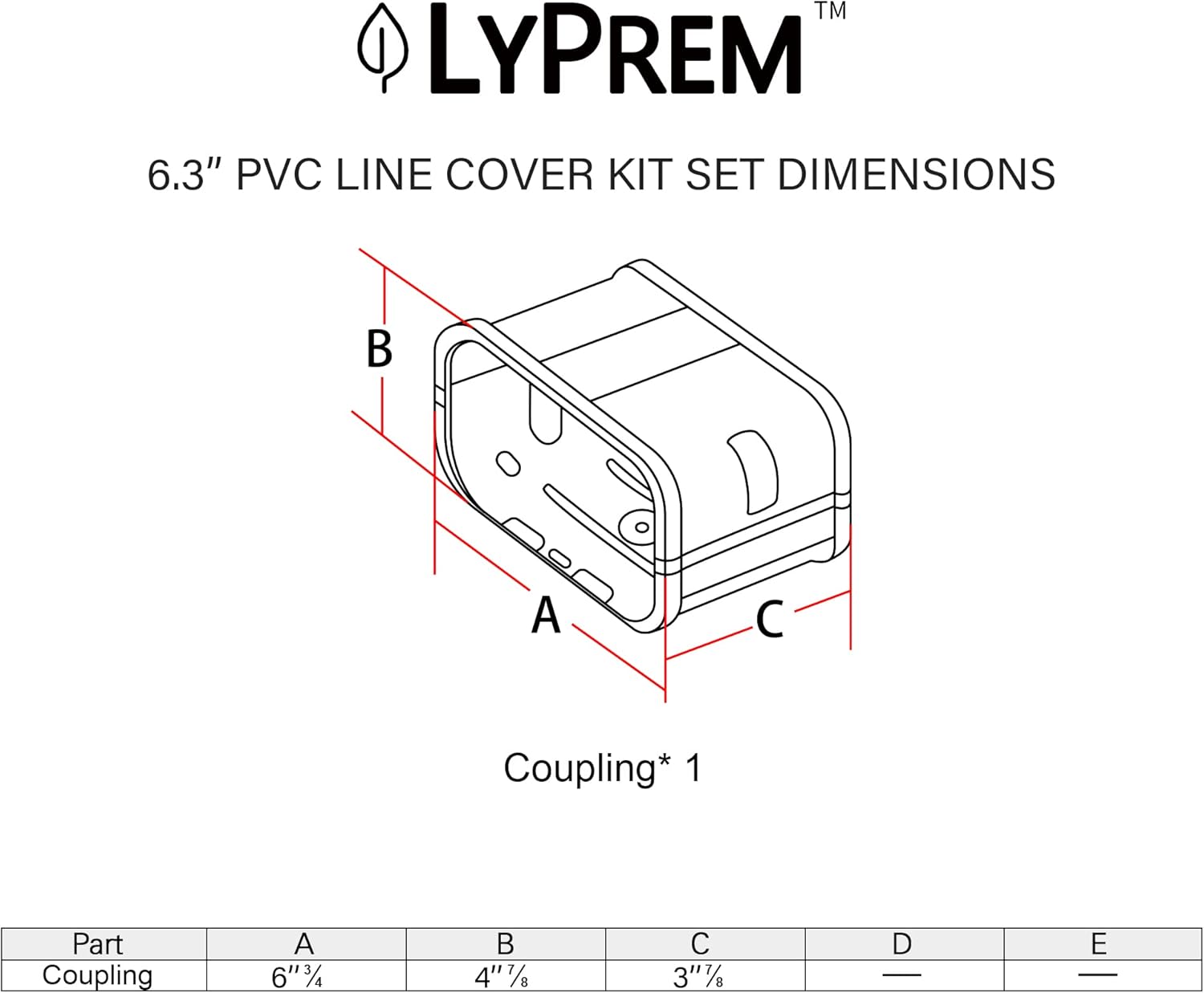 LyPrem PVC Line Cover Kit for Air Conditioners 63 Coupling White