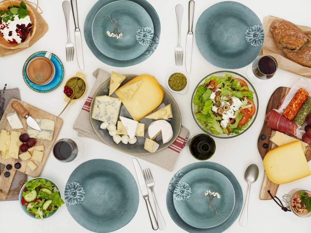 Artworld Lotus Turquoise Fade 12PCS Melamine Dinnerware Set