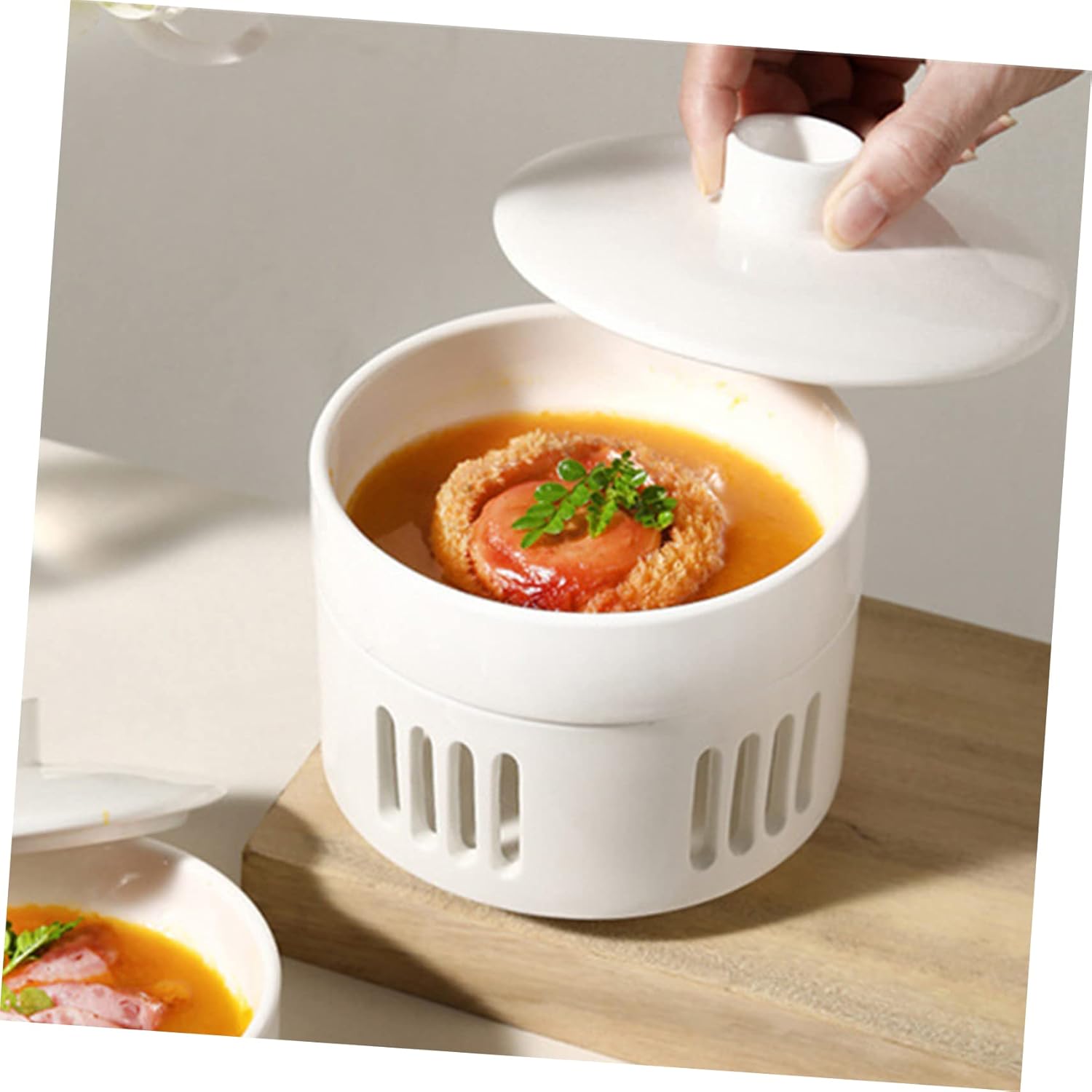 IMIKEYA Ceramic Stew Pot with Heating Base