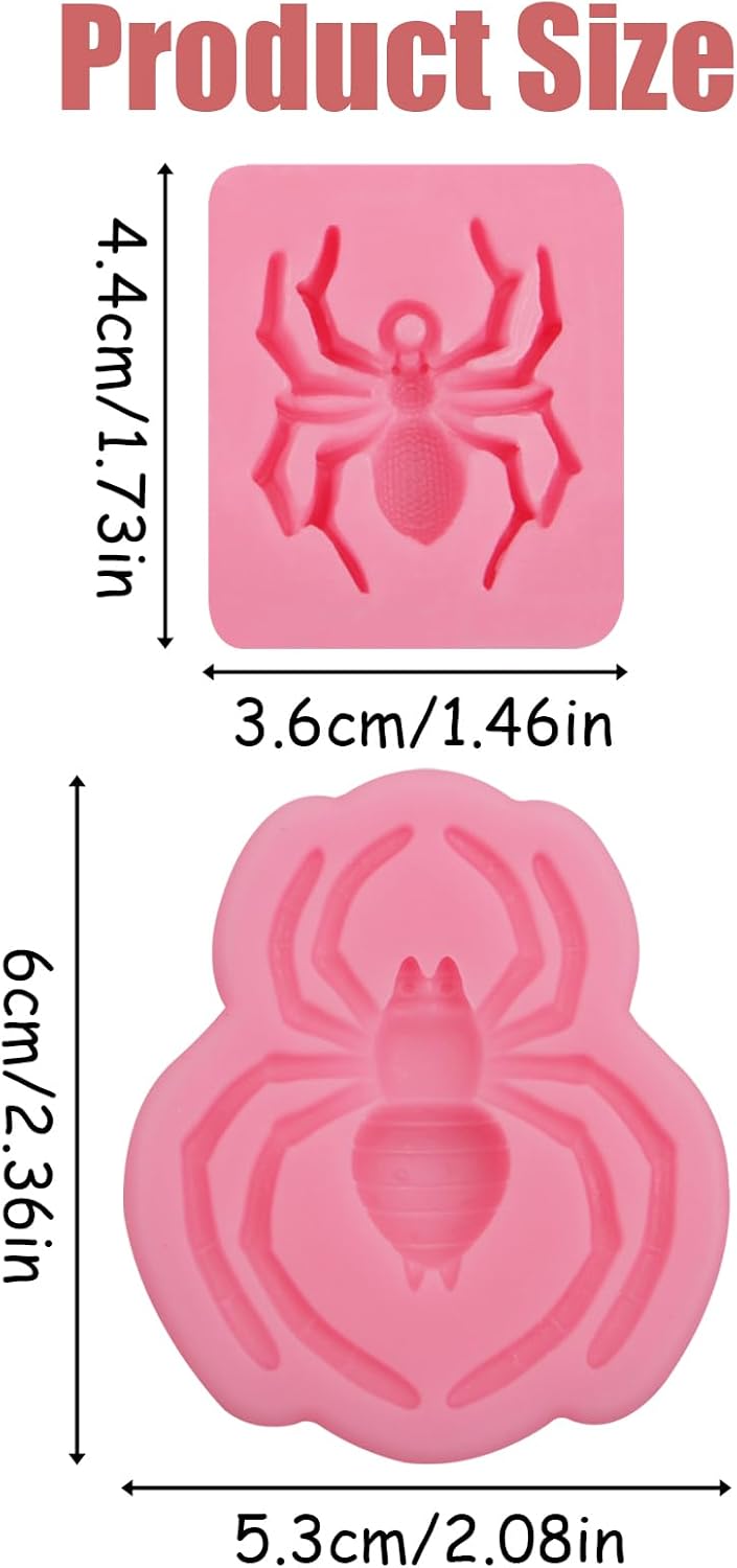 Spider Fondant Molds 2 Pcs Halloween Cake Decor Silicone