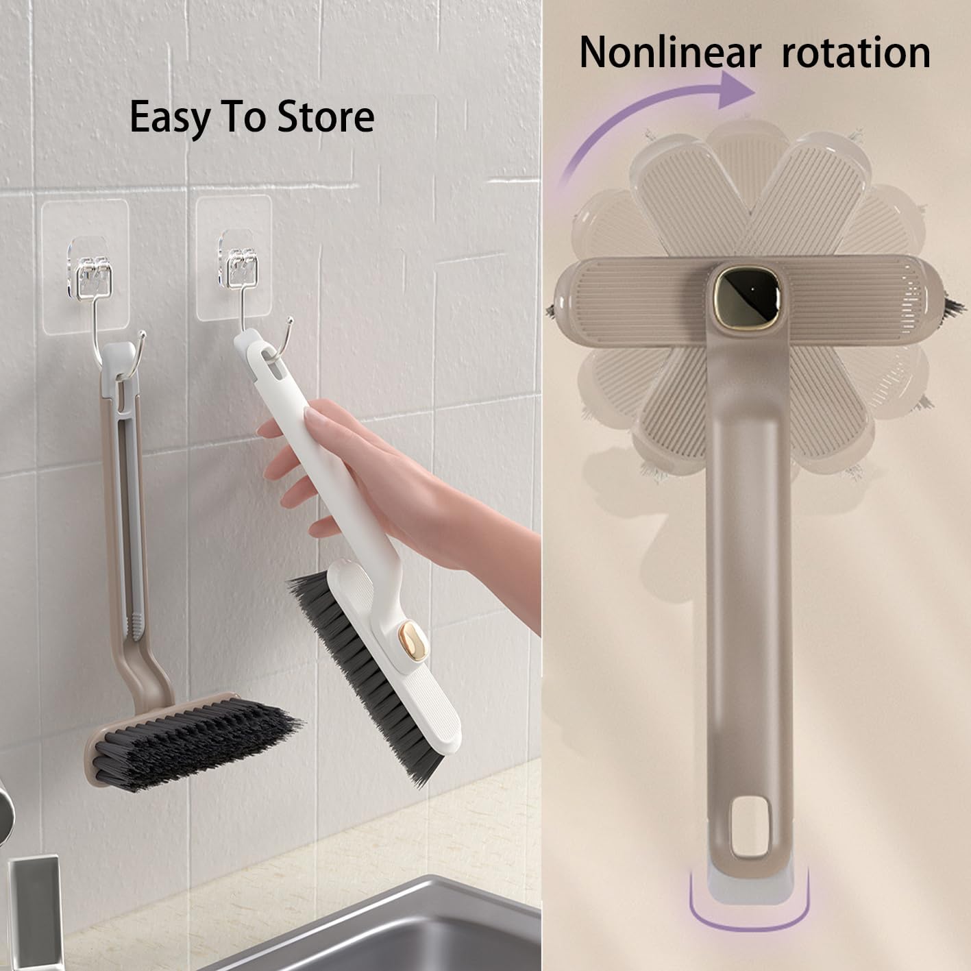360 Degree Rotating Crevice Cleaning Brush with Trash Picker