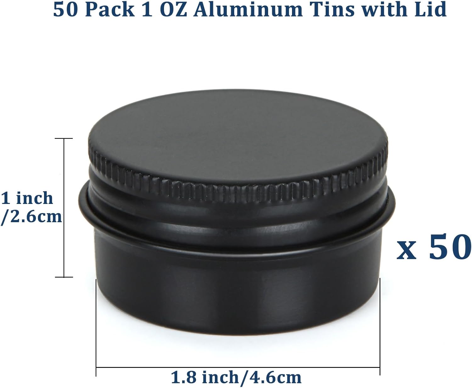 Acrux7 50 Pack 1oz Black Aluminum Tin Containers