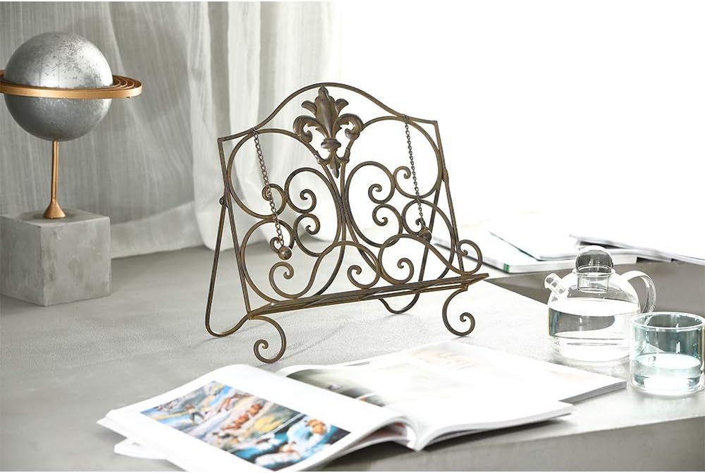 Jemeni Fleur De Lis Cookbook Stand with Antique Brown Finish