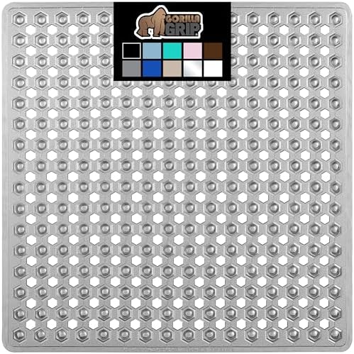 Gorilla Grip Patented Square Shower Mat 21x21 Inch Gray