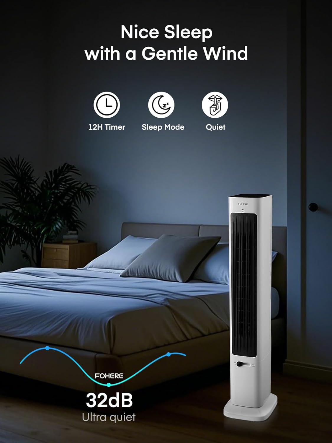 FOHERE Oscillating Tower Fan and Heater Combo - 379 Inch