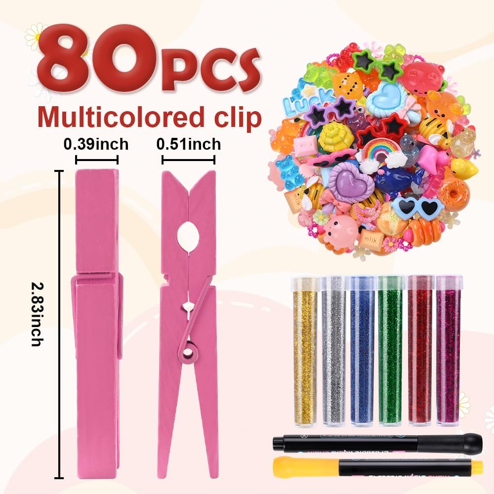 JOICEE 80PCS Wooden Cheer Pins Spirit Clips Set