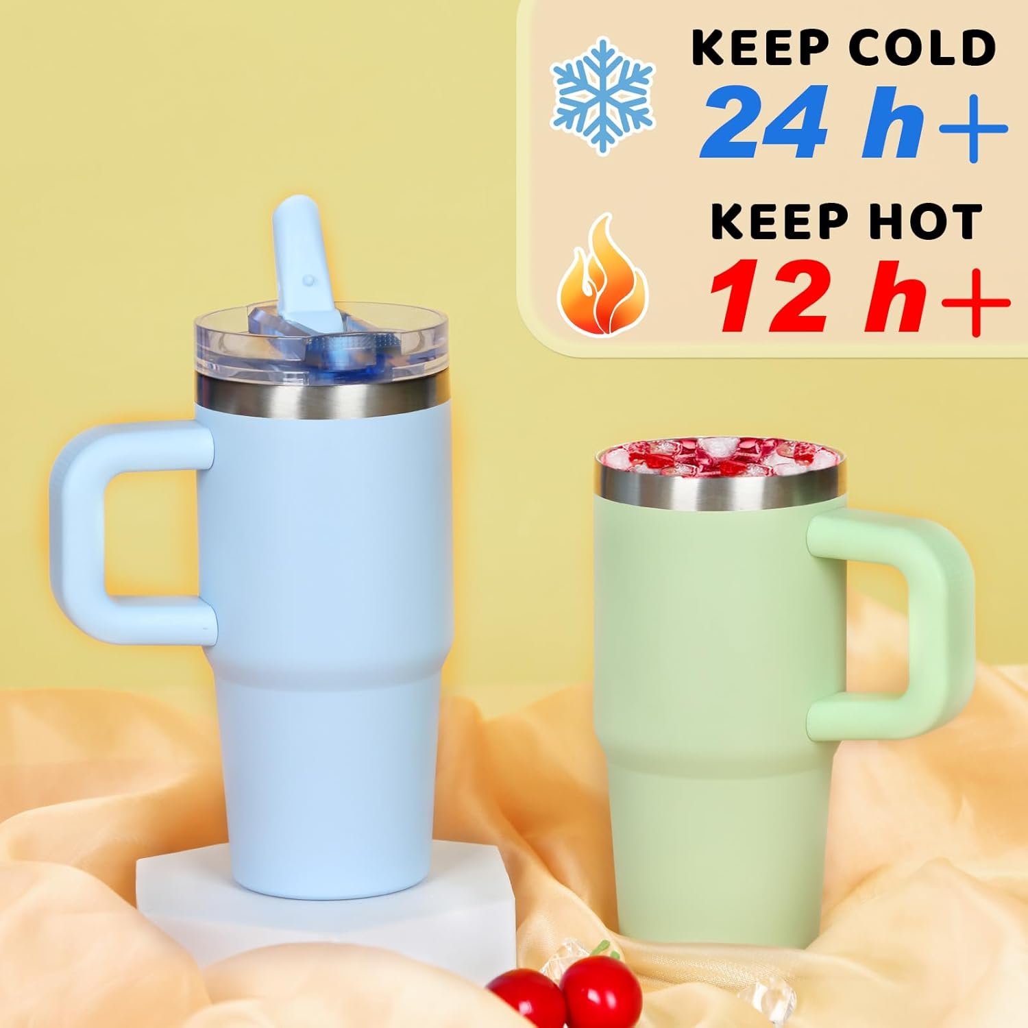14 oz Kids Tumbler with Flip Straw Lid and Handle