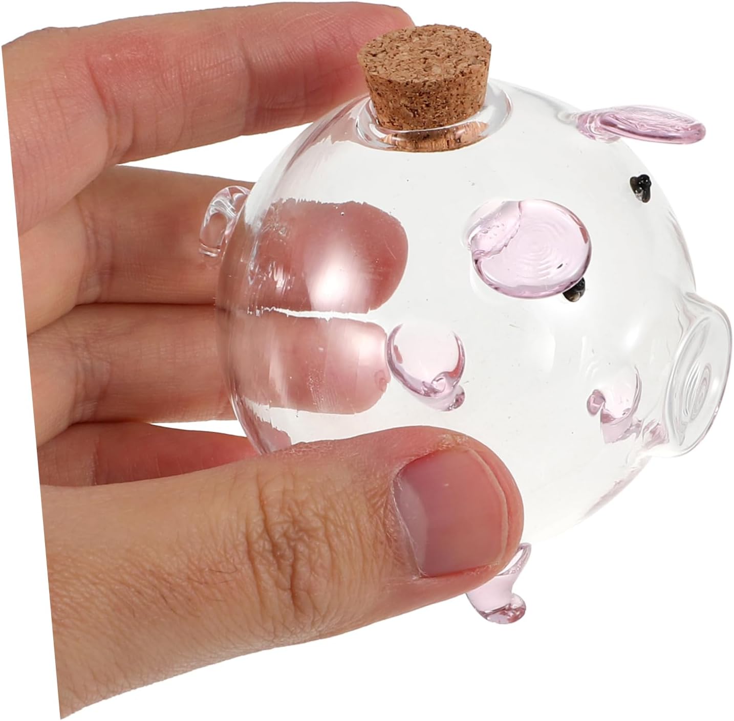 Unomor Clear Pig Shaped Glass Jar with Cork Lids