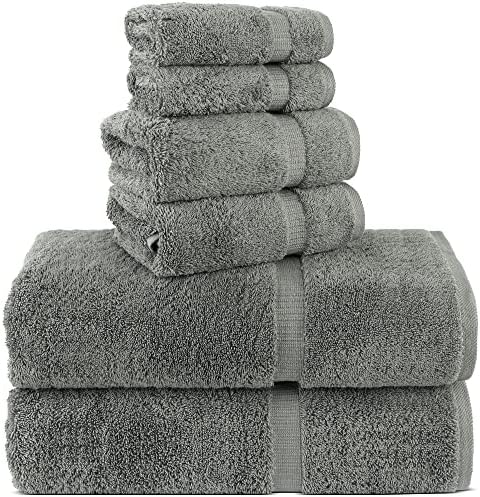 Chakir Turkish Linens Premium Cotton Towels Set Gray 6 Piece