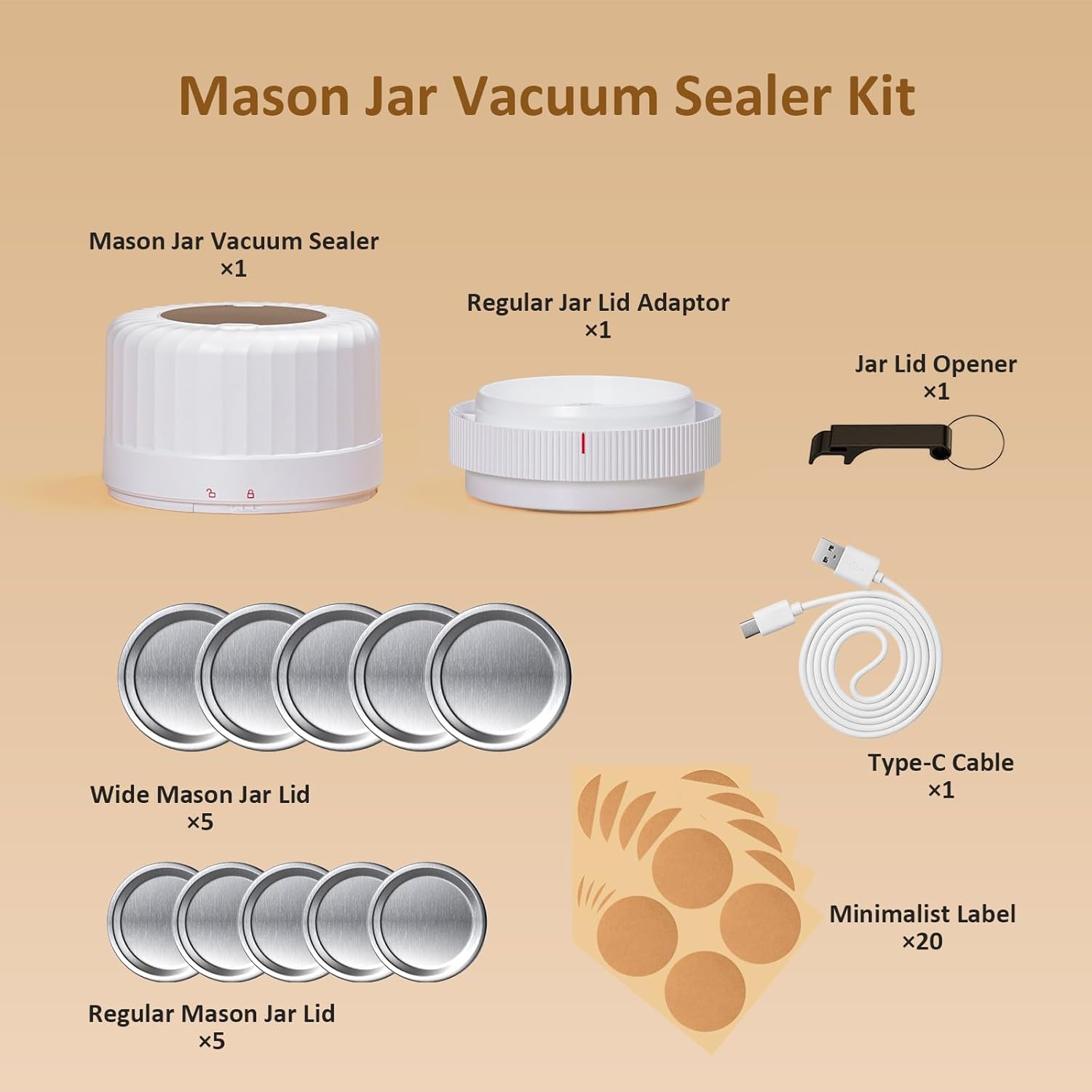 Fully Automatic Mason Jar Vacuum Sealer Kit