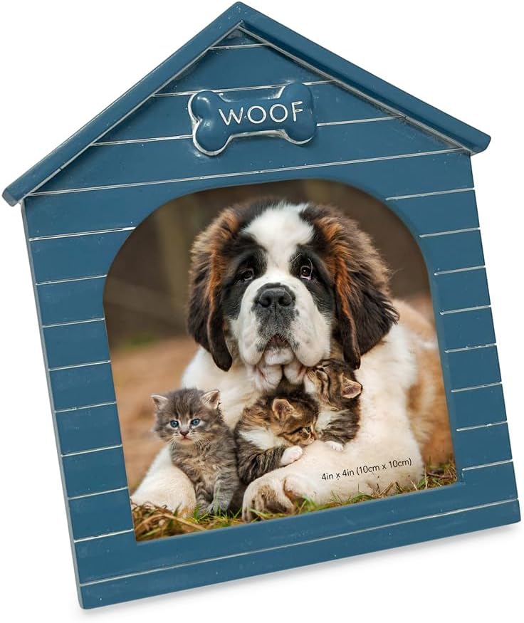 Isaac Jacobs 4x4 Navy Resin Woof Doghouse Frame with Easel and Hanging Tabs