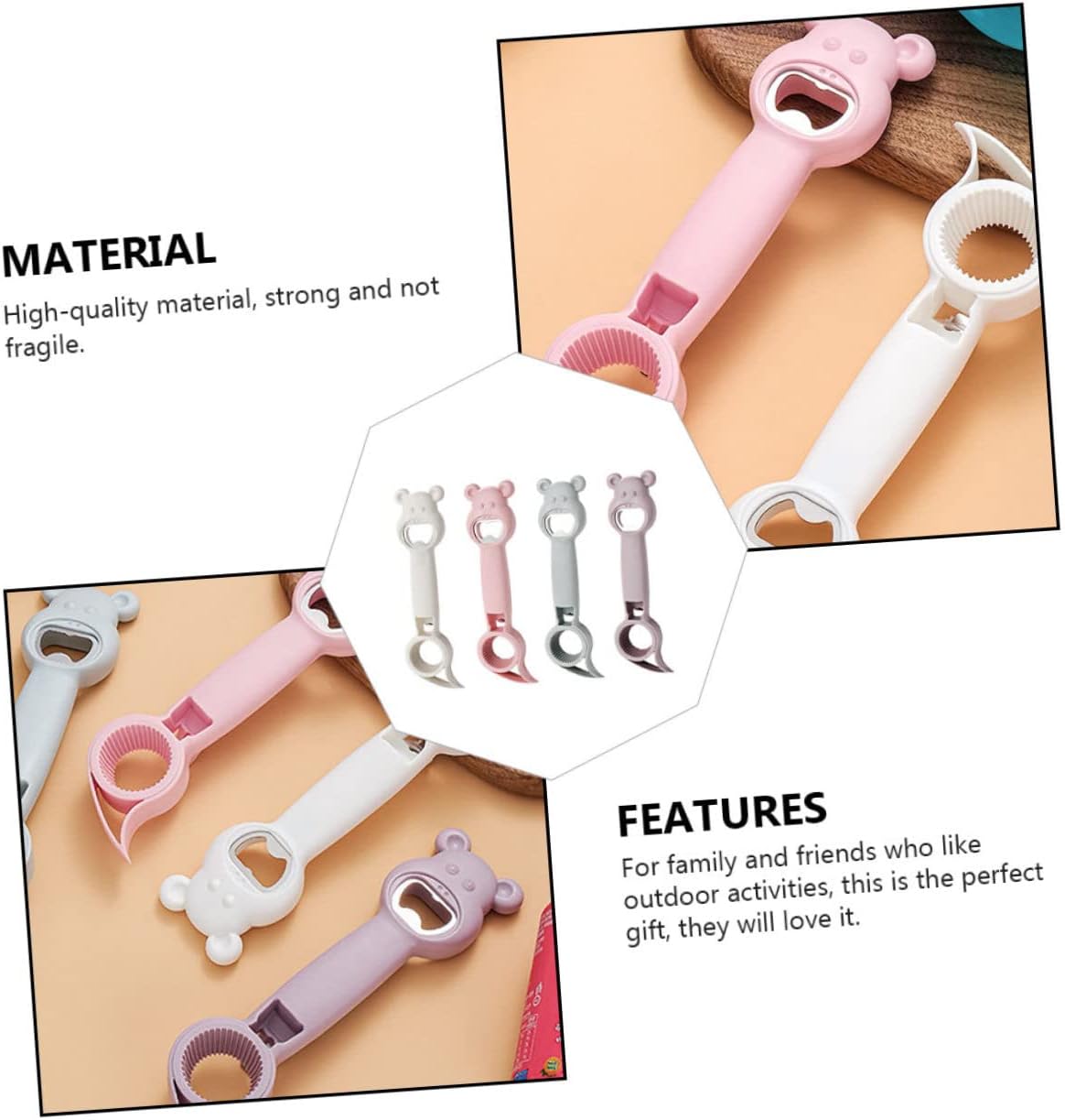 KICHOUSE 4 Pack Multi Function Jar Opener Set