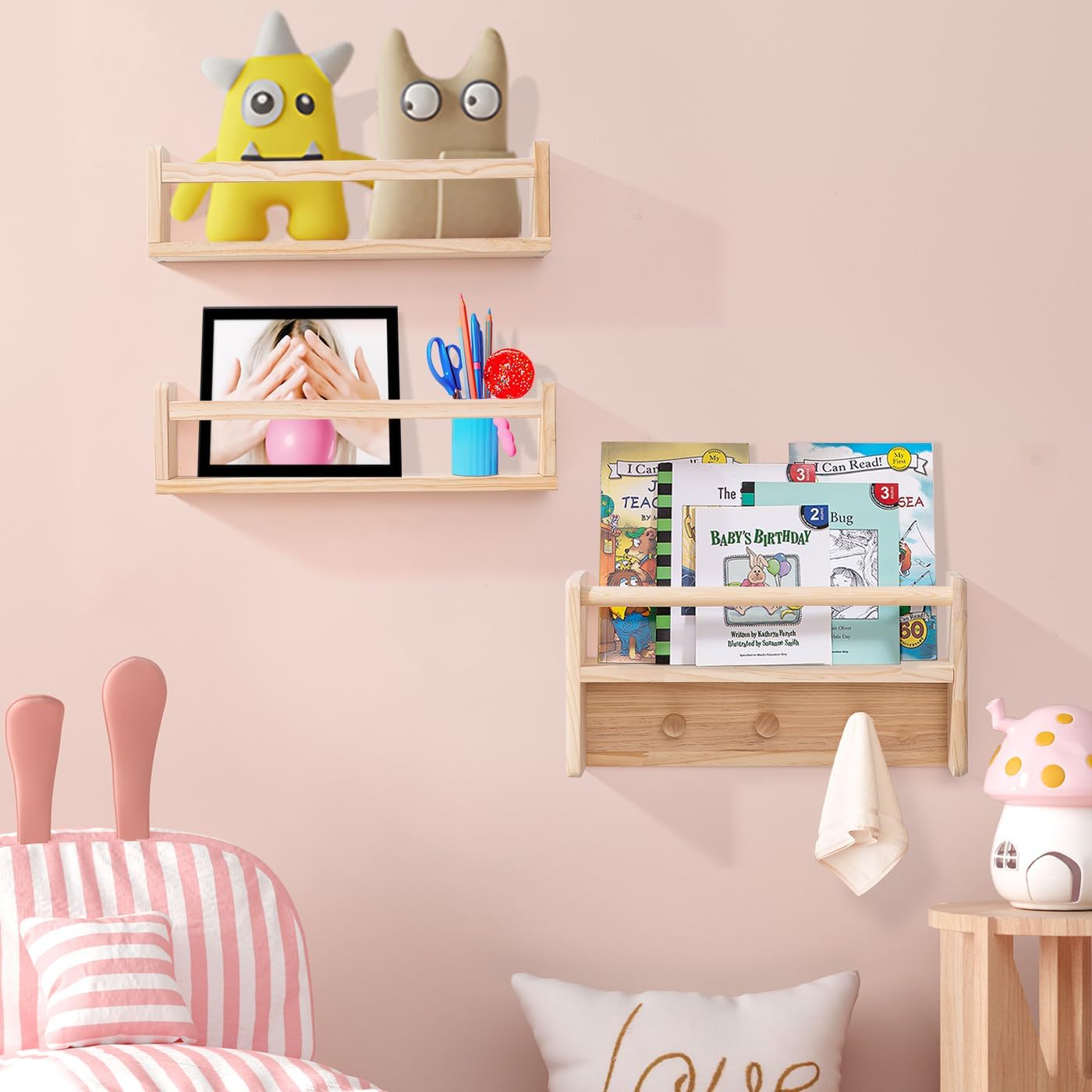 AZSKY Floating Wall Bookshelf Set of 3