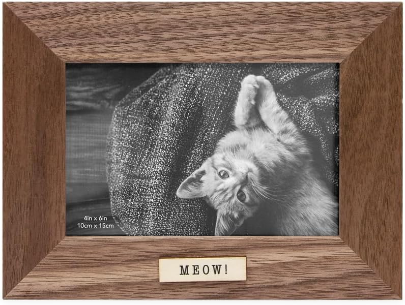 Isaac Jacobs 4x6 Wood Sentiments Cat Meow Picture Frame