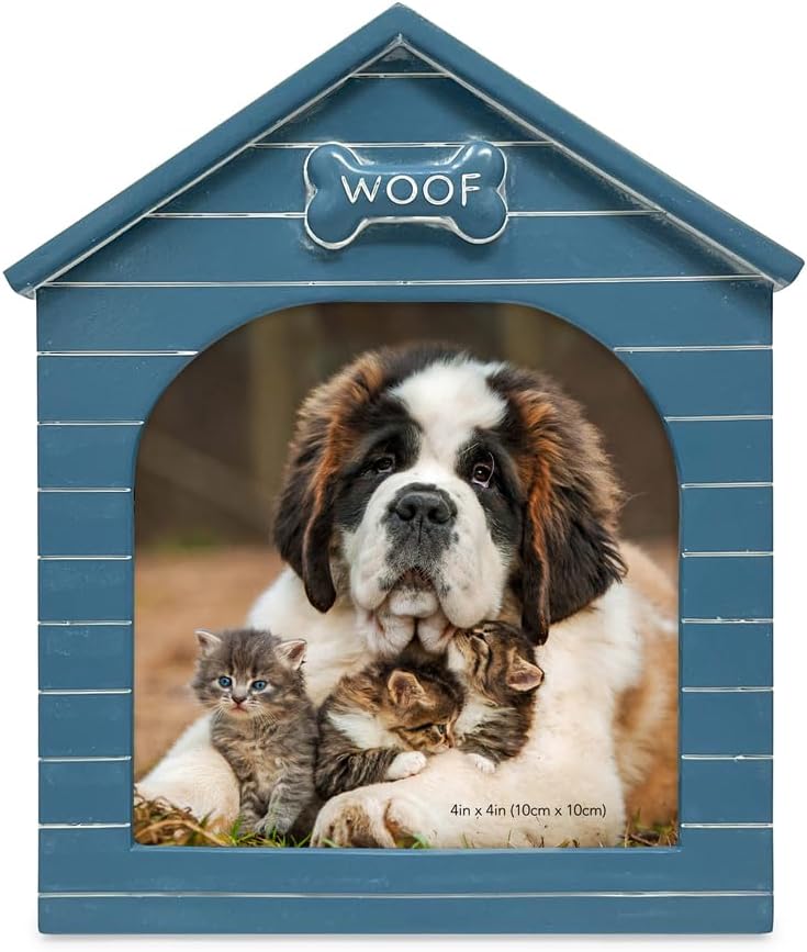 Isaac Jacobs 4x4 Navy Resin Woof Doghouse Frame with Easel and Hanging Tabs