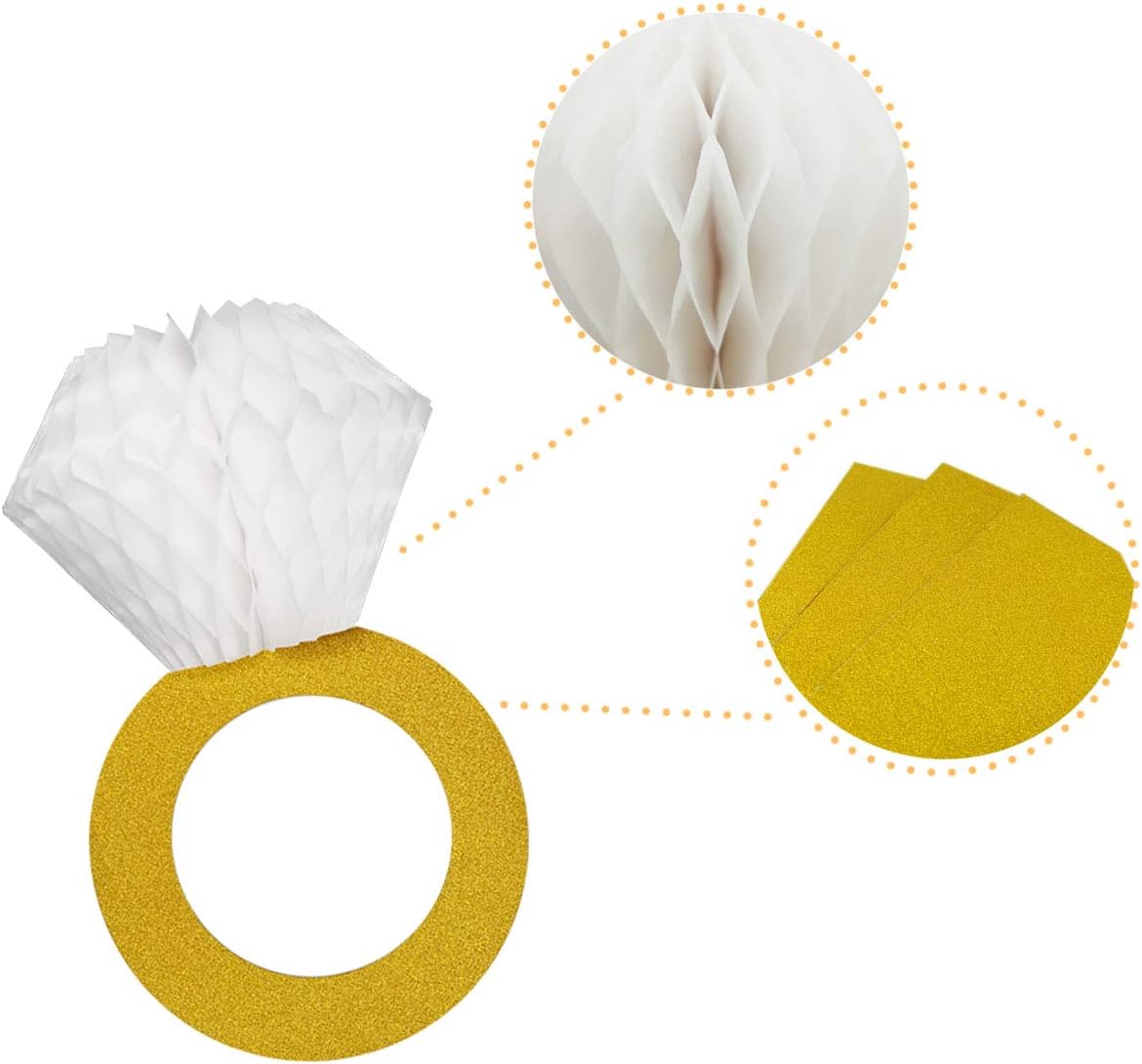 Glitter Gold Honeycomb Diamond Ring Hanging Decorations 3 Pieces