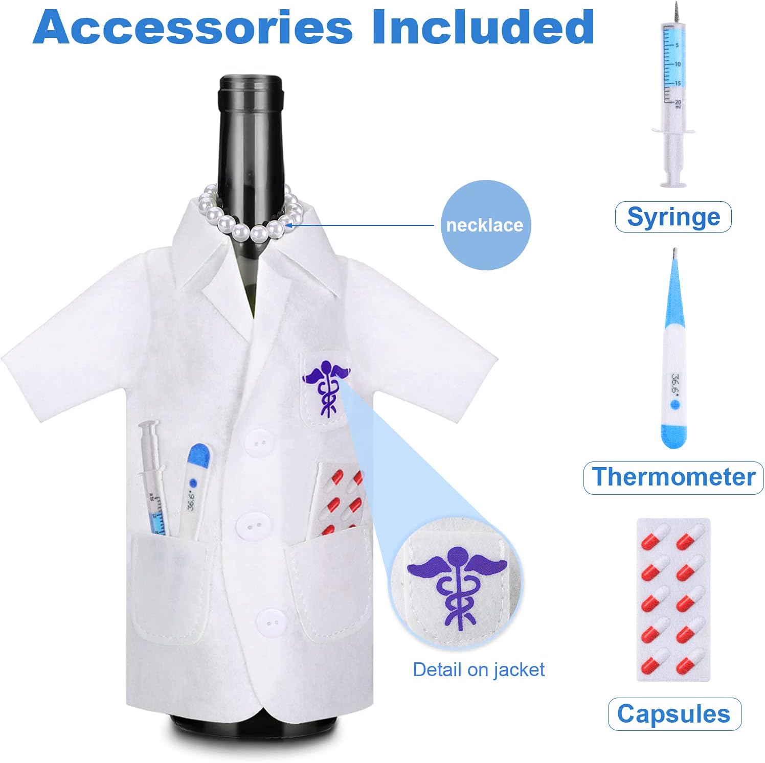 Geiserailie 4 Pcs White Coat Wine Cover Bag for Gifts