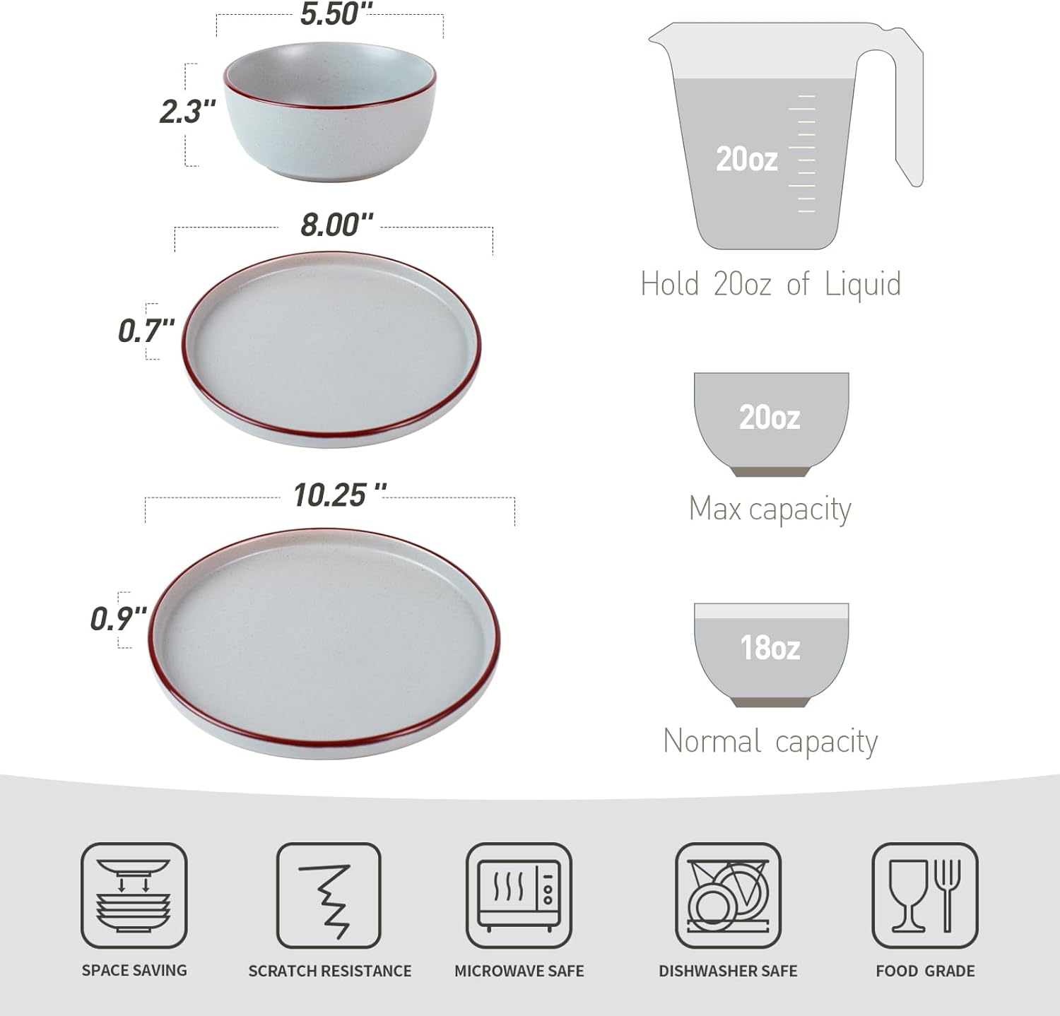 Famiware Mercury Dinnerware Set 12 Pieces Light Grey