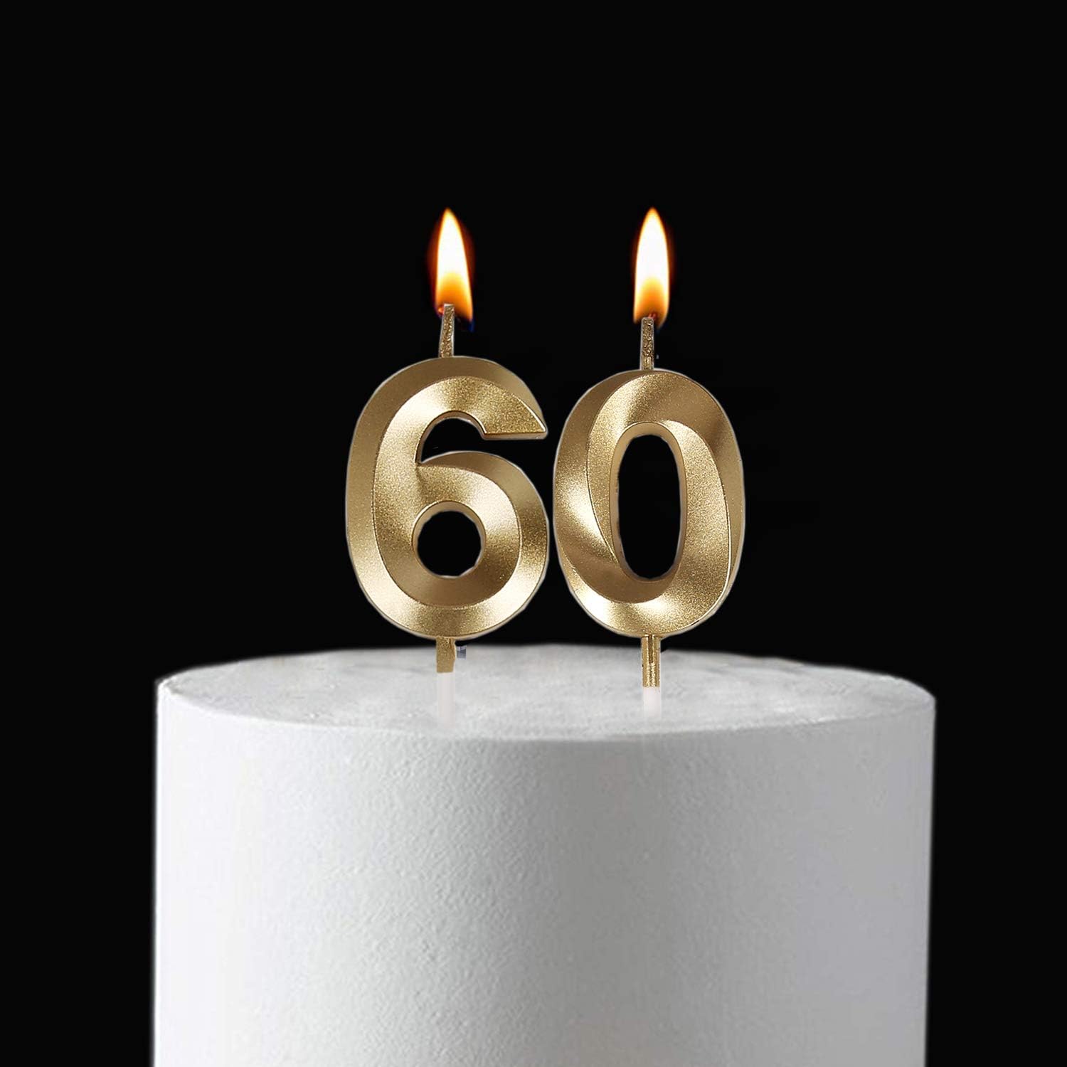 Bailym 60th Birthday Gold Number Candles Cake Topper