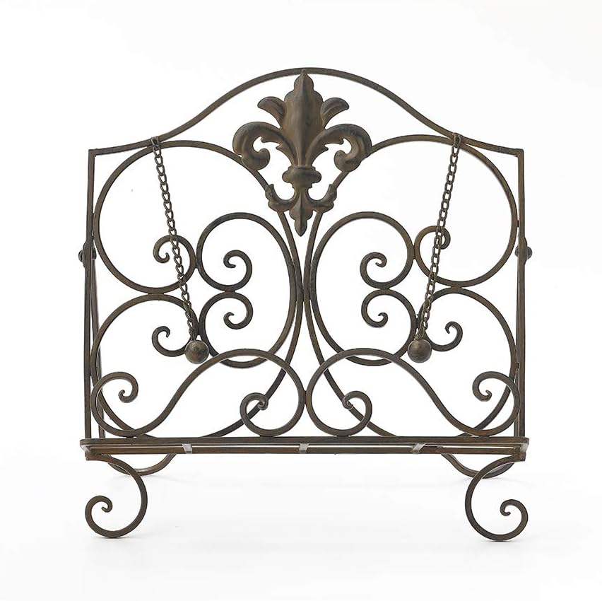 Jemeni Fleur De Lis Cookbook Stand with Antique Brown Finish