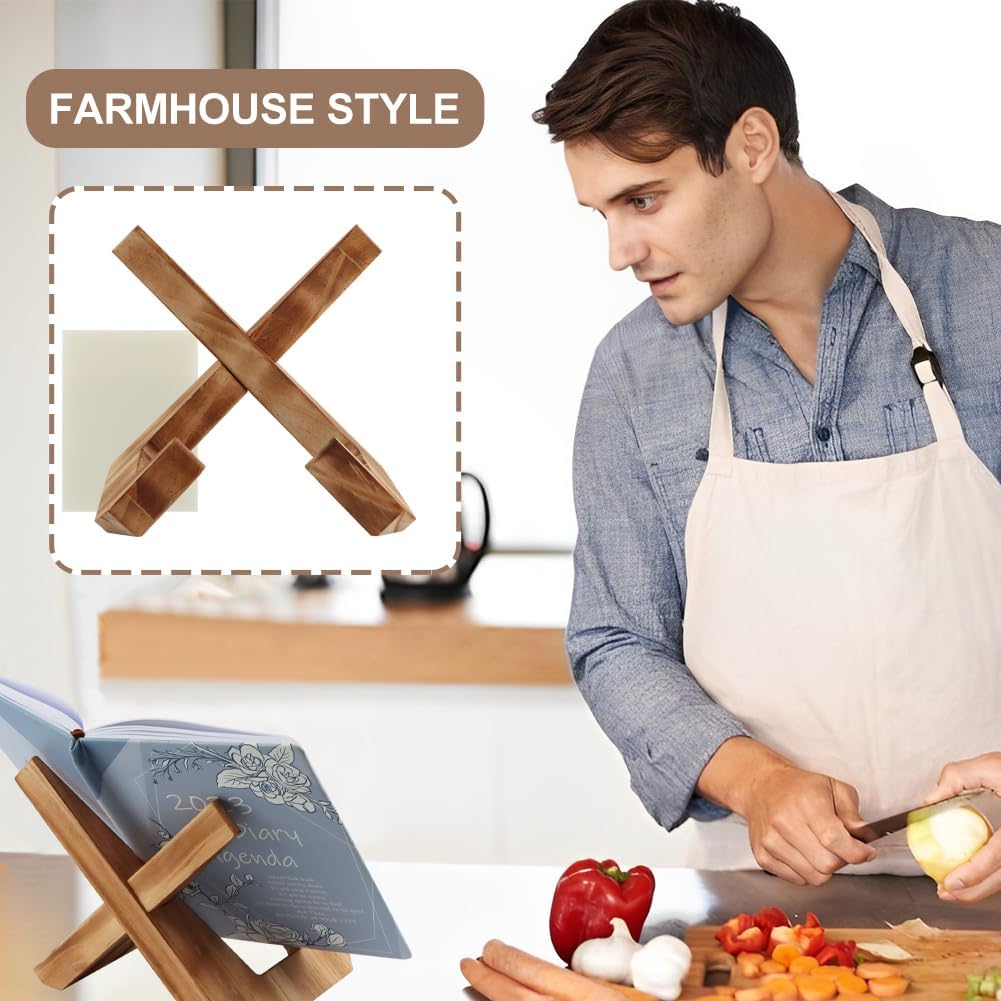 Wooden Cookbook Stand with Adjustable Angle
