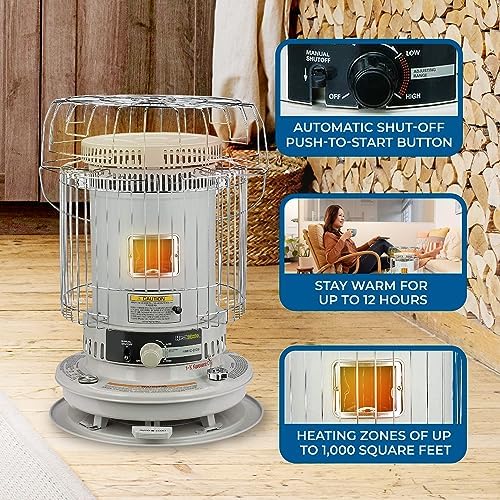 HeatMate HMC-23K Kerosene Heater 23500 BTU White Cordless