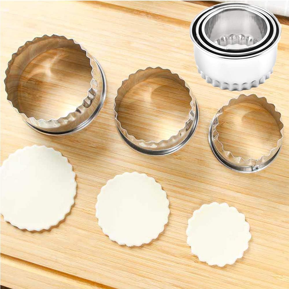 Stainless Steel Cookie Cutters 3Pcs Flower Edge Set