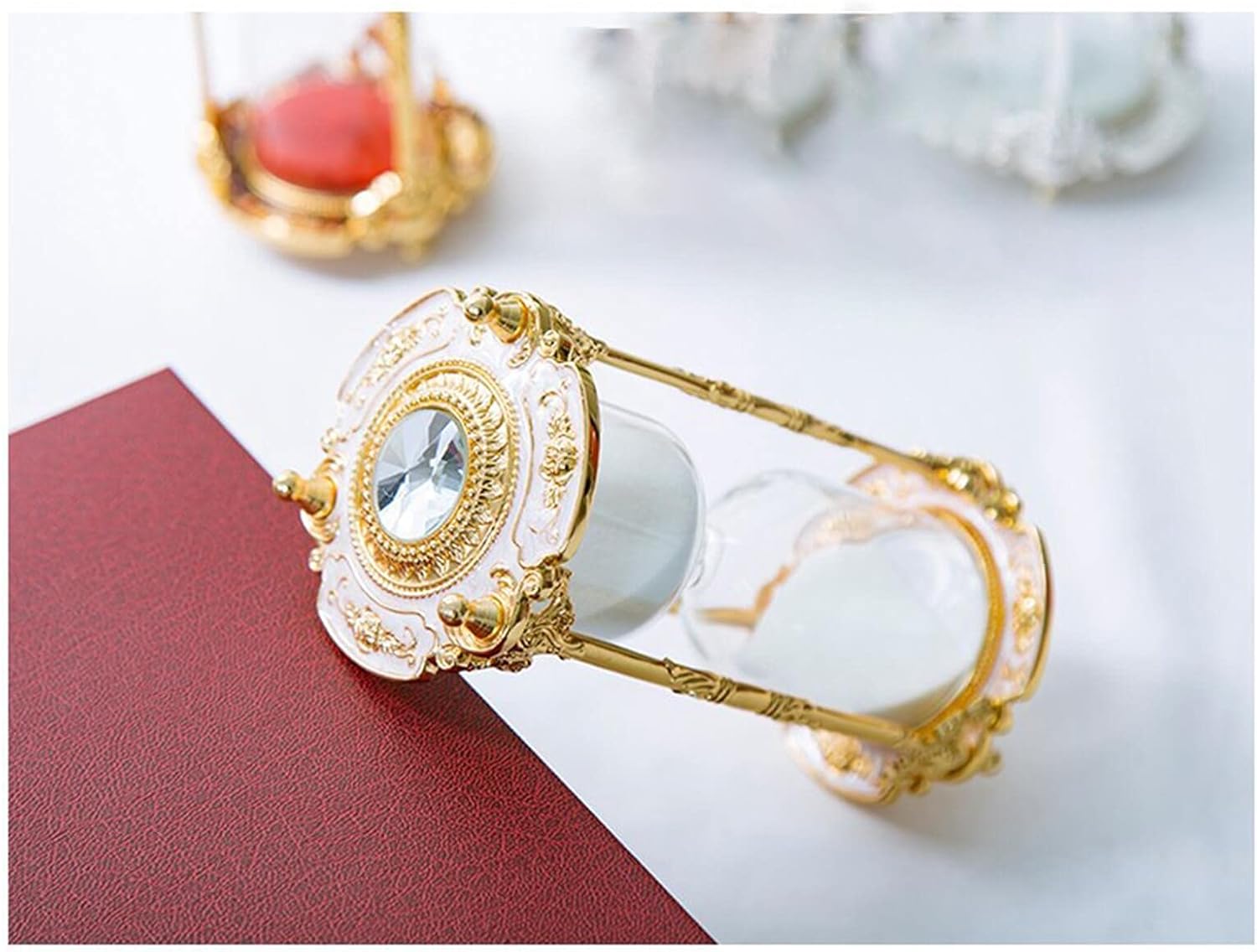Antique Floral Decorative 15-Minute Hourglass Timer - Gold