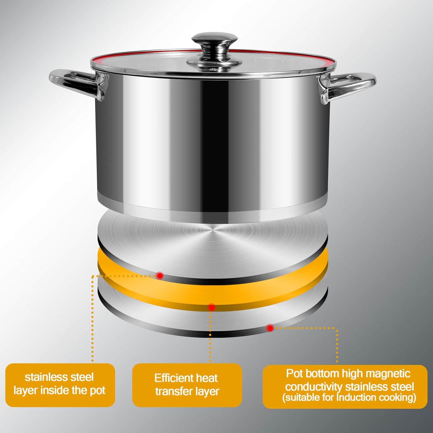 LEUGWAKN 10 Quart Stainless Steel Stock Pot With Lid