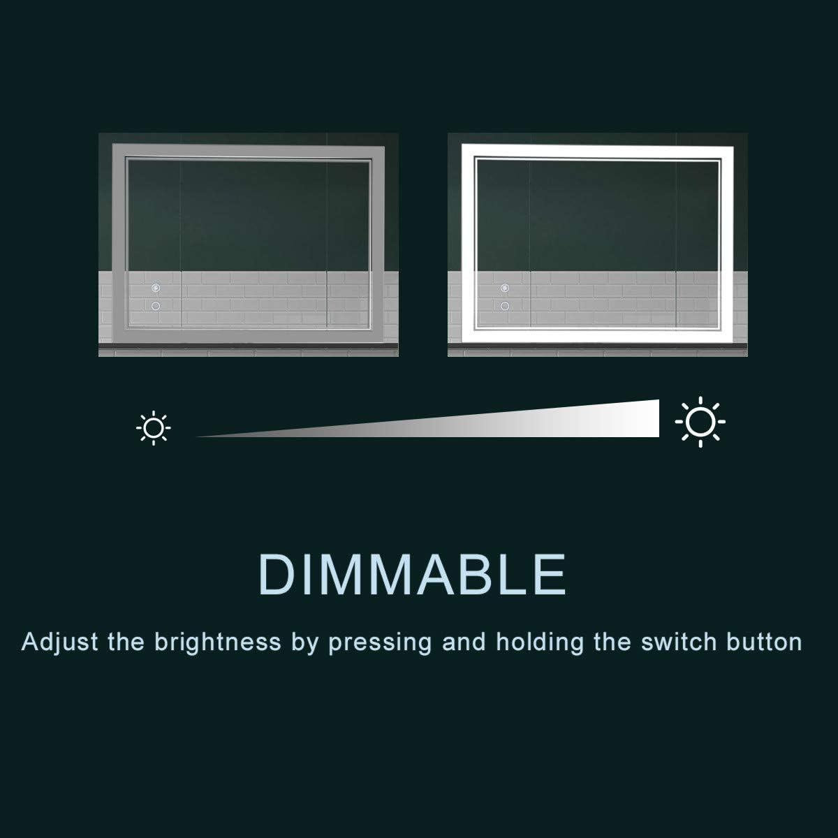 LED Bathroom Mirror with Anti Fog and Dimmable Touch Control