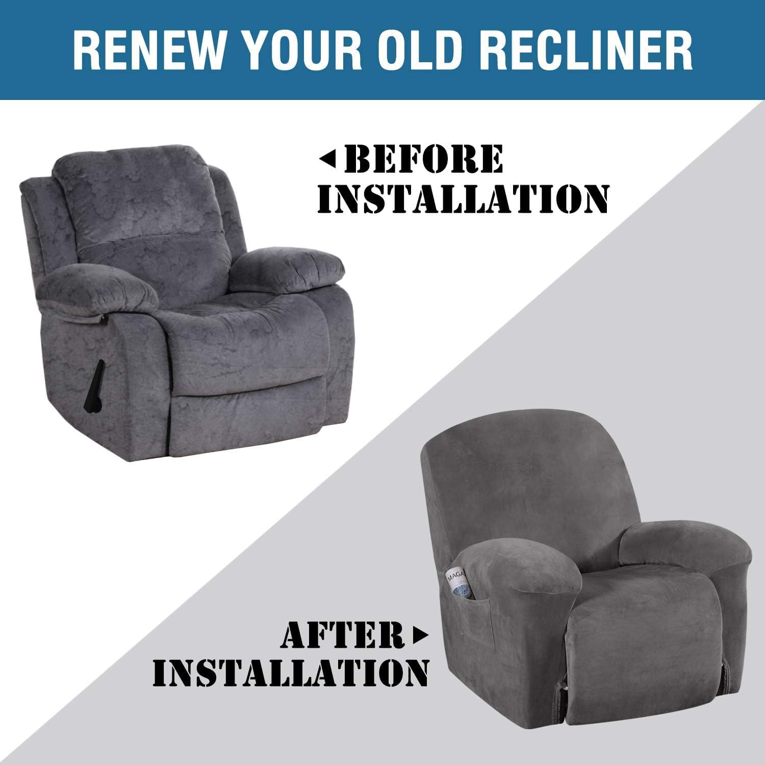 HVERSAILTEX Velvet Plush Recliner Chair Cover 1-Piece