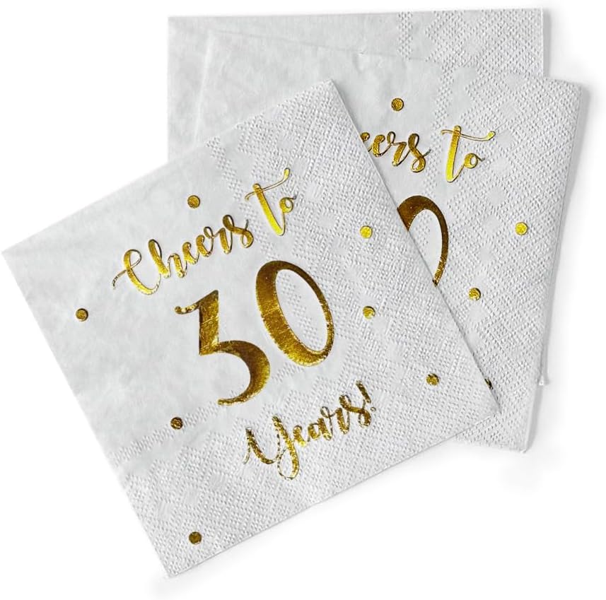Cheers to 30 Years Cocktail Napkins 50 Pack