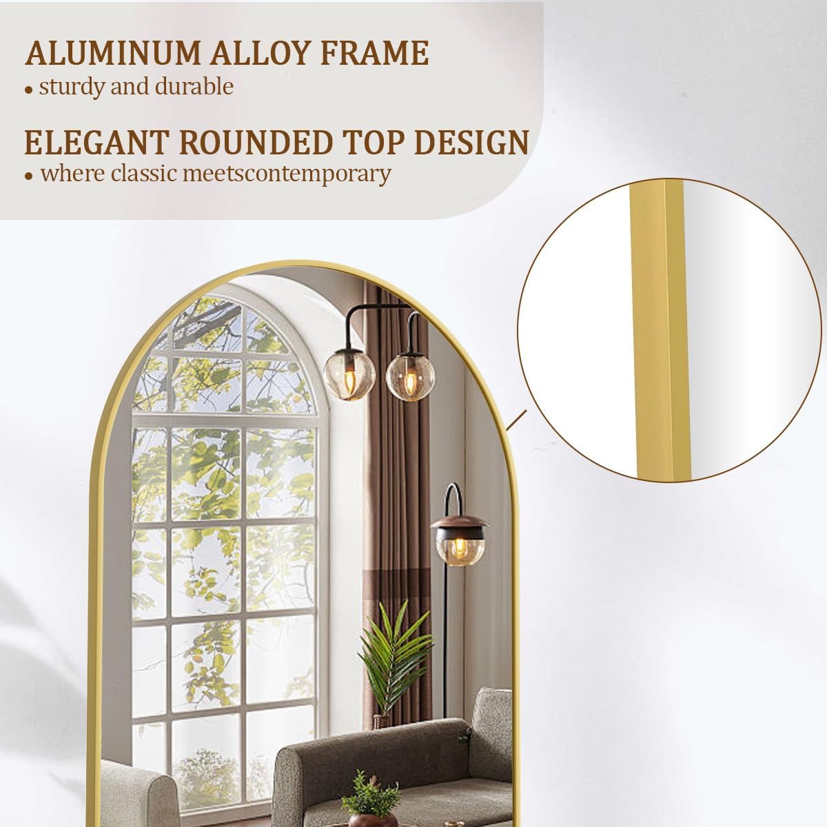 Koonmi 65x24 Arched Gold Full-Length Mirror