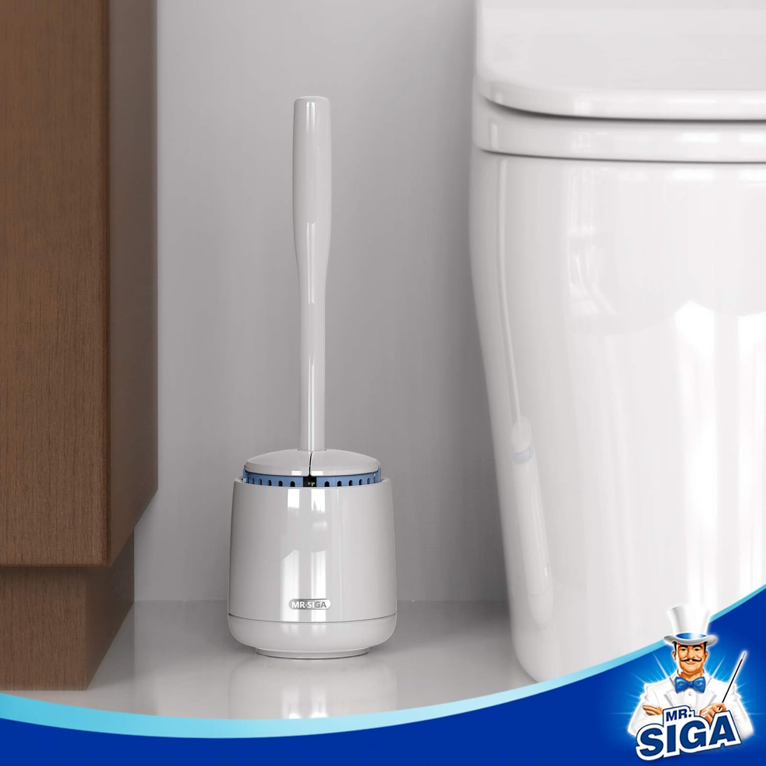 MRSIGA Toilet Bowl Brush with Holder White 1 Pack