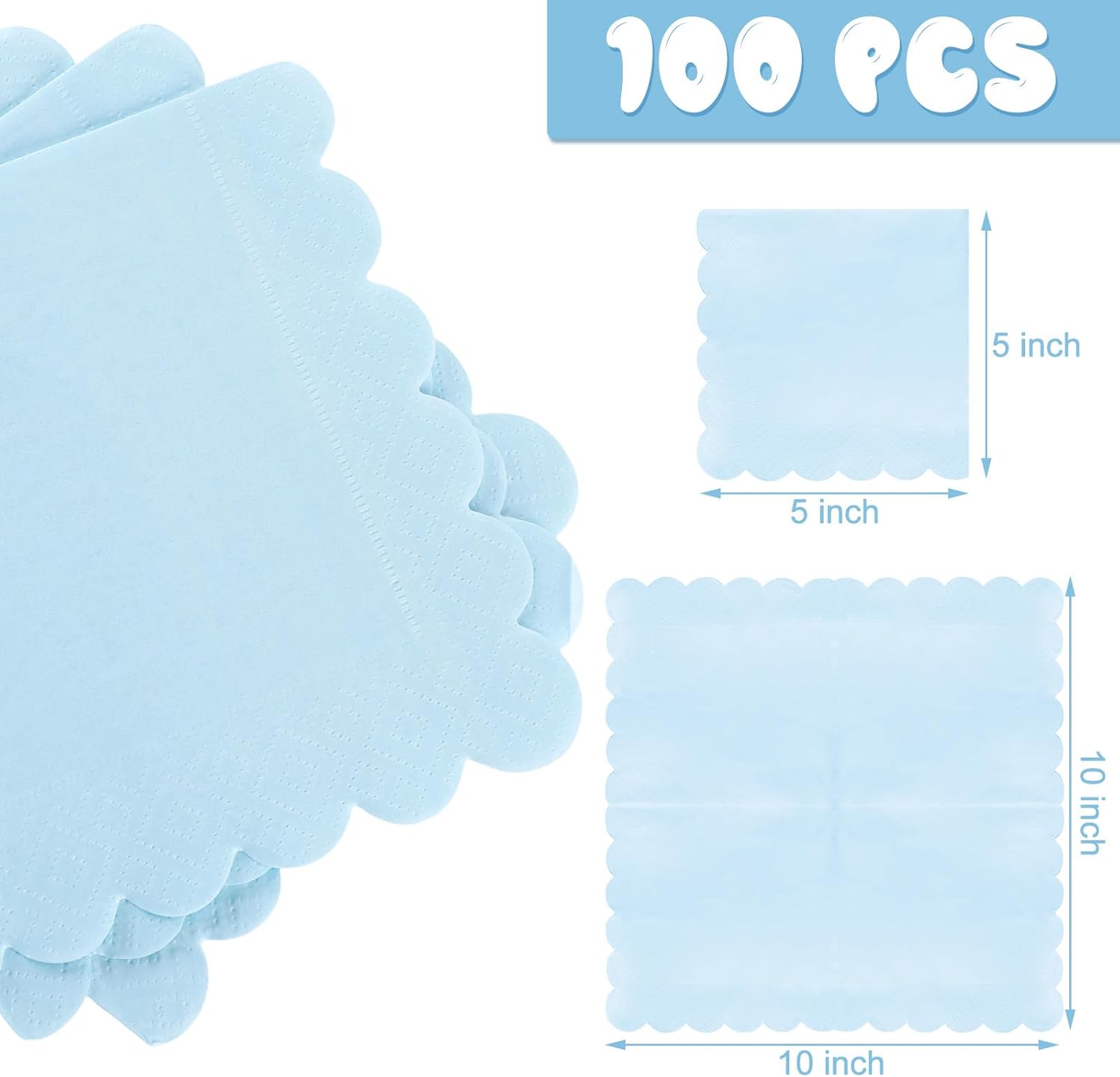 Fuutreo 100 Pcs Light Blue Cocktail Napkins