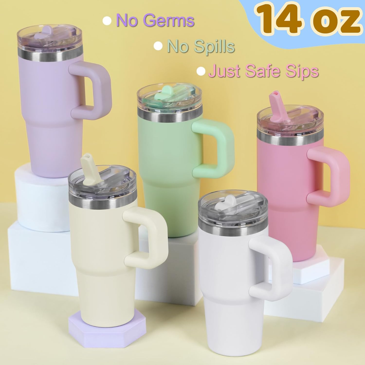 14 oz Kids Tumbler with Flip Straw Lid and Handle