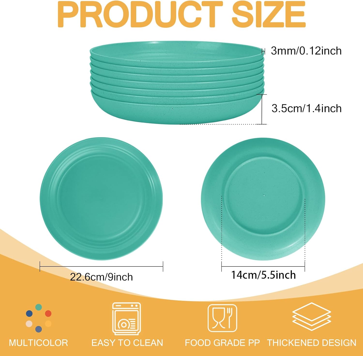 OAMCEG 12pcs Wheat Straw Plates Reusable 9 Inch