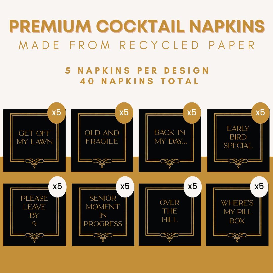 Funny Cocktail Napkins with 8 Witty Phrases