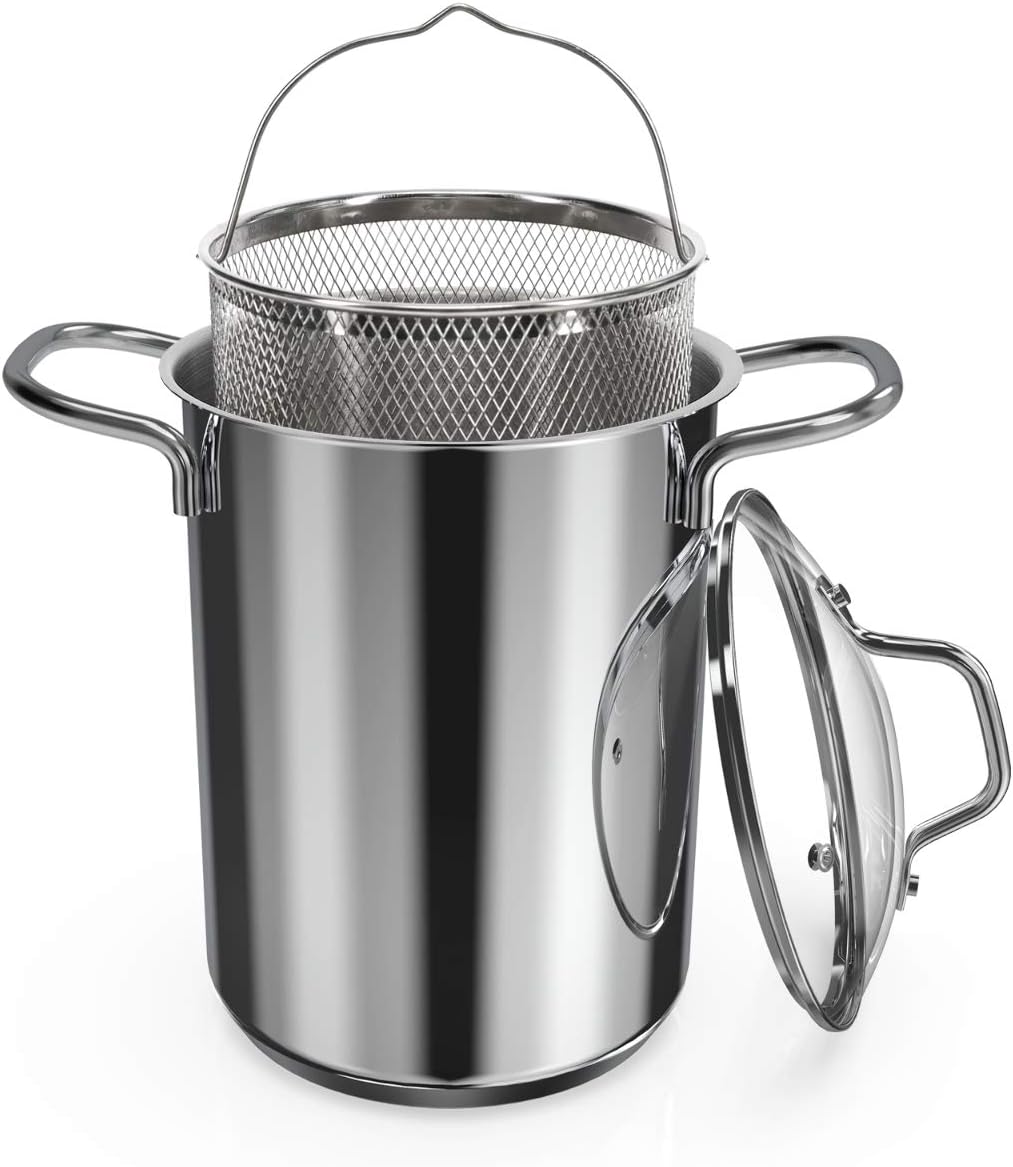 Navaris Asparagus Pot - 41 Qt Stainless Steel Steamer with Removable Basket and Lid