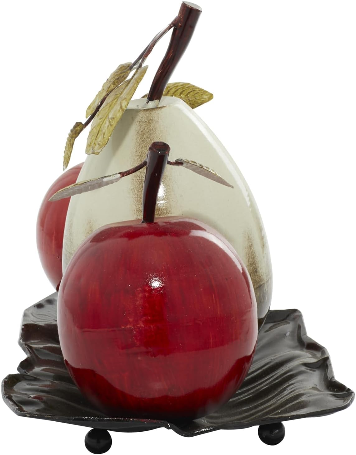 Deco 79 Red Metal Fruit Sculpture Decorative Platter