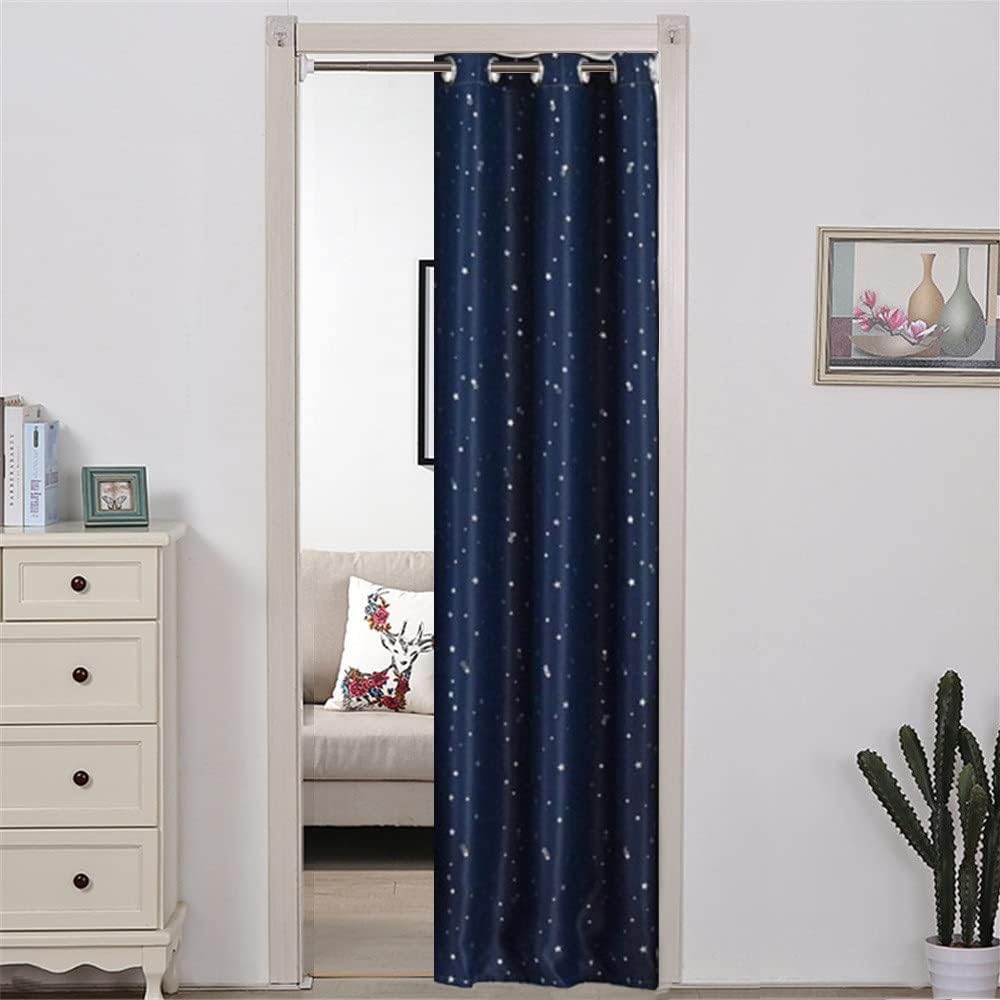WPKIRA Grommet Top Door Curtain Navy Stars Printed