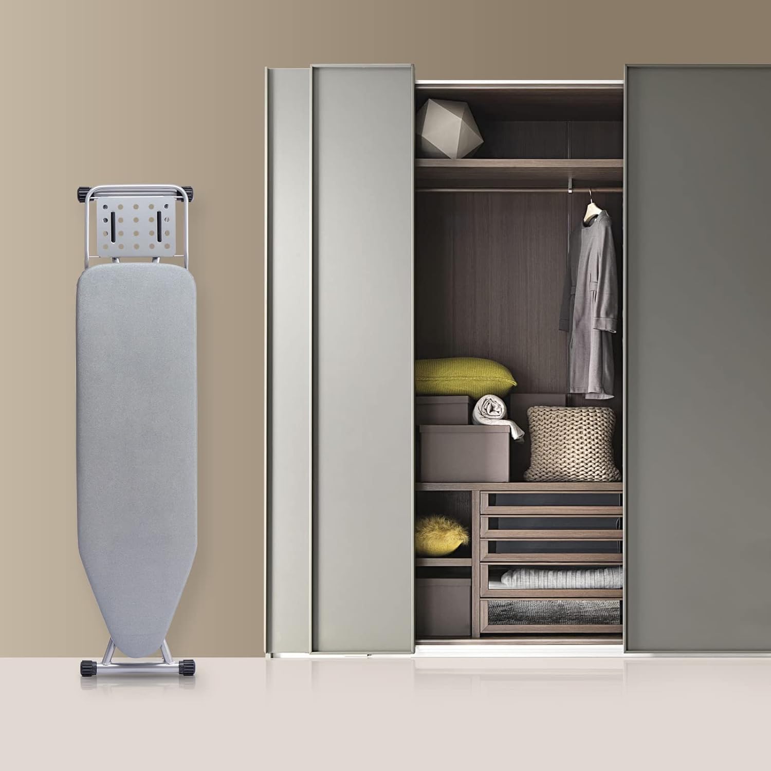 BKTD Ironing Board with Steam Rest and Non-Slip Foldable Stand