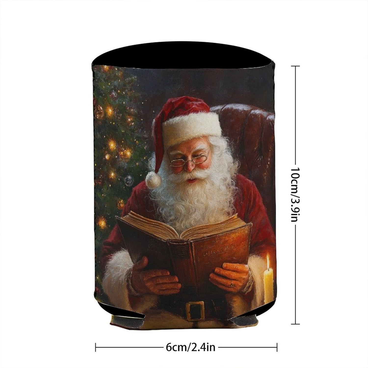 Beer Can Cooler Sleeve with Santa Claus Pattern