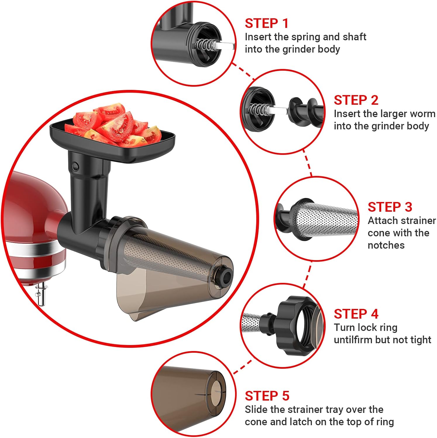 InnoMoon Fruit Vegetable Strainer and Meat Grinder for Kitchenaid Stand Mixer