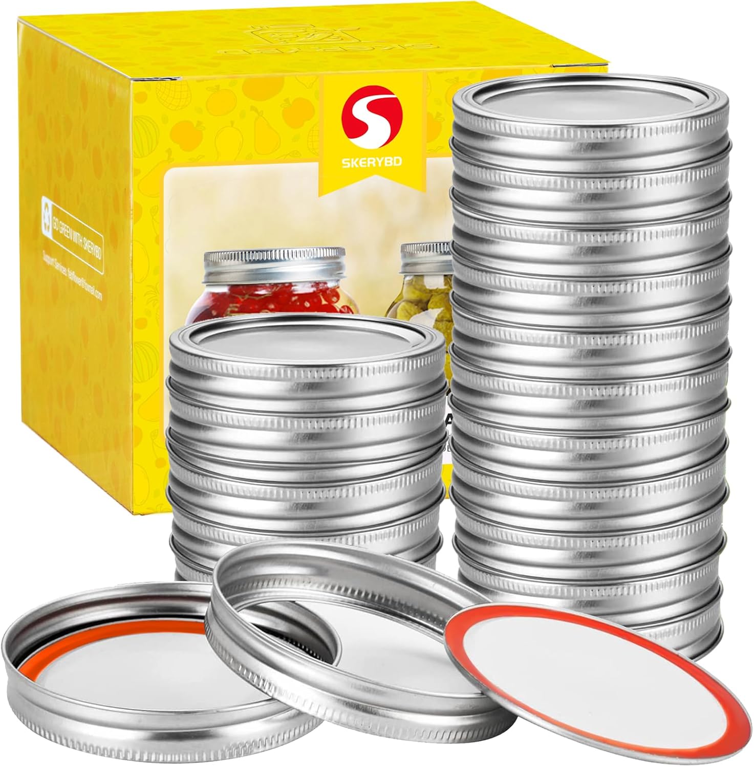 48Pcs Canning Lids and Bands for Regular Mouth Jars